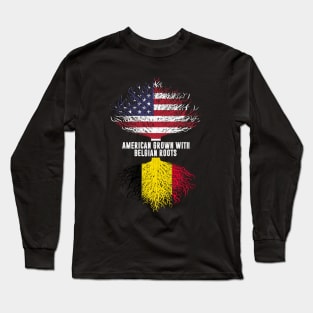 American Grown with Belgian Roots USA Flag Long Sleeve T-Shirt